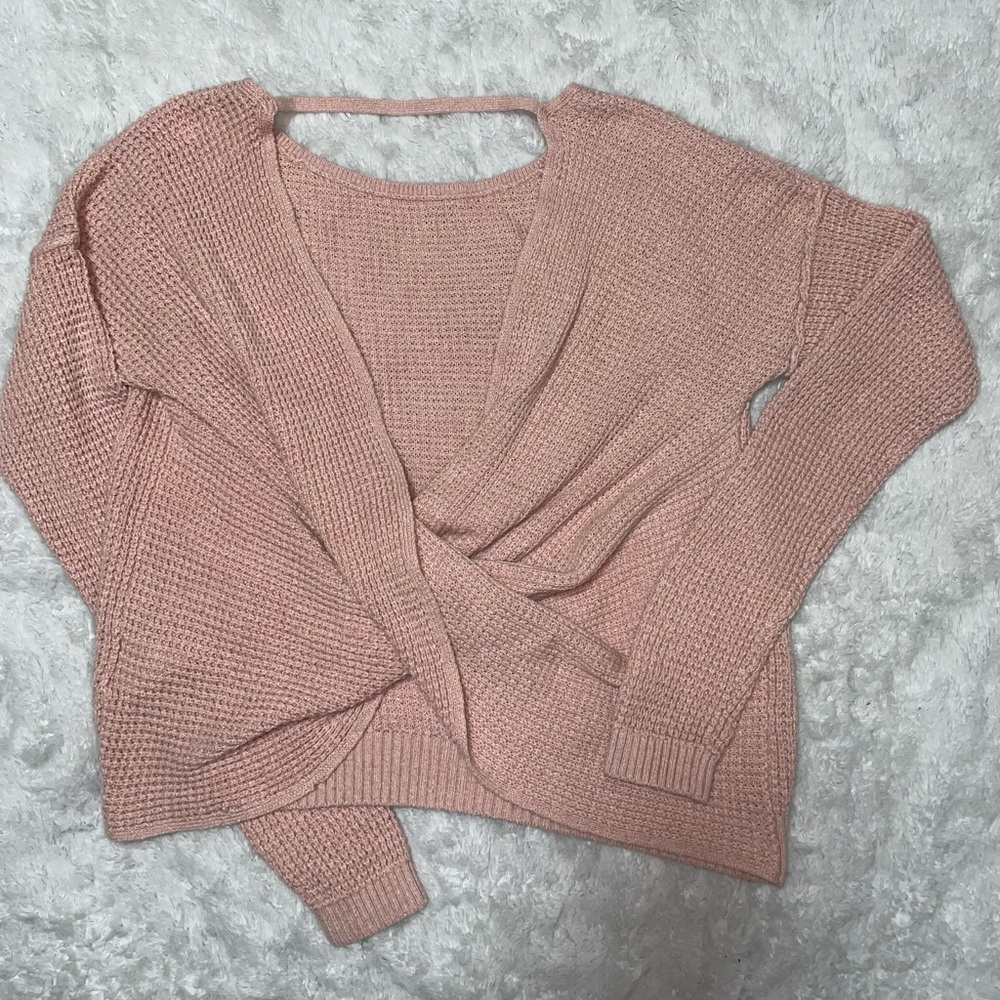 🎀Hollister Open Twist/Wrap Back Waffle Knit Sweater